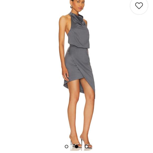 Revolve Elliatt Gray Halter Asymmetrical Dress - Picture 2 of 9